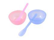 Unique Bargains Unique Bargains 2 Sets 2 in 1 DIY Cosmetic Mask Mixing Bowl Stick Clear Pink Blue for Lady