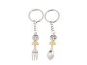 Unique Bargains Lovers Spoon Fork Pendant Girl Boy Style Keychain Gift