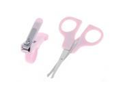 Lady Pink Manicure Nail Clipper Eyebrow Scissors Beauty Tool 2 in 1