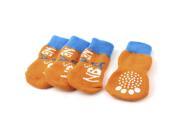 Unique Bargains 2 Pairs Blue Orange Paw Letter Print Stretchy Winter Pet Dog Yorkie Socks