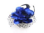 Unique Bargains Wedding Ball Black Feather Dark Blue Polyester Flower Hairclip Brooch