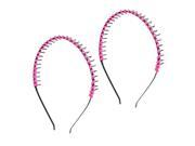 Unique Bargains Unique Bargains Women Headdressing Fuchsia Black Metal Teeth Hair Hoop Decor 2 Pcs