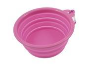 Unique Bargains Household Pink Soft Silicone Pet Puppy Dog Cat Water Food Bowl w Hook