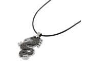 Unique Bargains Black Strap Alloy Dragon Pendant Necklace Gift Jewelry