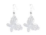 Unique Bargains Pair Silver Tone Butterfly Decoration Dangle Ear Hook Earrings Eardrop