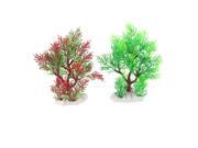Unique Bargains 7.5 High Green Red Plastic Aquarium Decor Simulation Aquatic Grass Plants 2pcs