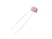 Unique Bargains Magenta Glitter Faux Rhinestone Square Shaped Hairpin Clip for Lady