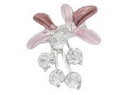 Woman Costume Pink Floral Style Rhinestones Cluster Safety Pin Brooch
