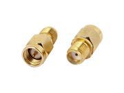 Unique Bargains Gold Tone Metal SMA Male to SMA Female Plug Coax Straight Connector Adapter 2pcs