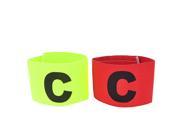 Unique Bargains Letter C Printed Stretchy Soccer Football Captain Armband Yellow Green Red 2 PCS