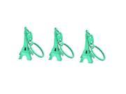 Unique Bargains 3Pcs Eiffel Tower Model Pendant Split Ring Handbag Adorn Keychain Green