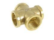 Unique Bargains G 1 2 Female Thread Brass 4 Ways Cross Coupler Adapter Water Piping Fitting