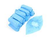 Home Office Water Resistant Textured Disposable Shoes Cover Blue 100 Pcs