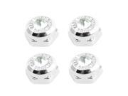 4 Pcs Silver Tone Sexangle Shape Faux Crystal Decor Car Motorcycle Plate Screw