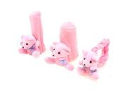 Bear Accent Vehicle Shift Knob Rearview Mirror Handbrake Cover Pink 3 in 1 Set