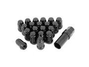 Black M12 x 1.5 Spline Drive Tuner Lug Nuts 20 Pcs w Key Wheel Locks