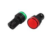 Unique Bargains 2Pcs Round Head 22mm Panel Red Green LED Indicator Pilot Signal Light AC110V