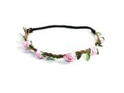 Unique Bargains Wedding Party Hairdress Light Pink Flower Detail Elastic Fiber Hair Head Band