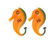 Tank Pond Plastic Hippocampi Fish Decorative Orange Ornament x 2