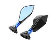 Pair Universal Pentagon Shape Adjustable Motorcycle Side Rearview Mirror Blue