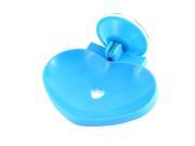 Unique Bargains Plastic Heart Shape Hollow Out Suction Cup Soap Holder Dish Tray Blue