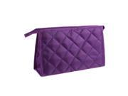 Unique Bargains Portable Purple Nylon Grid Pattern Zipper Cosmetic Makeup Storage Bag for Women