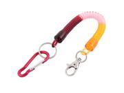Hiking Carabiner Hook Coil Lanyard Spring Key Chain w Lobster Clasp