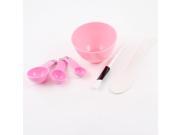 Unique Bargains Women Pink White Black Plastic Facial Comestic Mask Bowl Brush Gauge Spoon Set