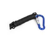 Camping Hiking Single Screw Lock D Carabiner Clip Stretchy Coil Lanyard Blue