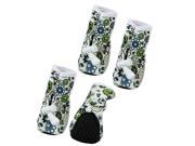 Unique Bargains 2 Pair Size 4 Pull String Flower Faux Leather Boots White Blue for Pet Dog
