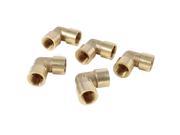 Unique Bargains 5pcs 90 Degree Elbow 1 4 PT to 1 4 PT F F Brass Pipe Fitting Adapter Coupling
