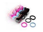 Unique Bargains Lady Girls Multicolor Nylon Wrapped Stretchy Rubber Hair Ties Bands 56 Pcs