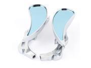 2pcs Wing Style Motorcycle Angle Adjustable Rearview Backup Mirror Blue 8mm 10mm