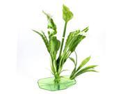 Unique Bargains Plastic Base Fishbowl Artificial Green White Underwater Grass Plant 6.7 High