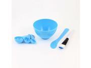 Cosmetic Tool Plastic Round Bowl Brush Stick Measurement Spoon Set Blue