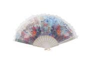 Unique Bargains Multicolor Bloom Floral Printed Folding Spanish Style Hand Fan Wedding Gift