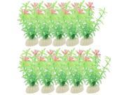 10 Pcs 3.5 Artificial Pink Flowers Green Water Grasses w Oval Ceramic Base