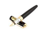 Students Stationery 0.6mm Hooded Nib Black Gold Tone Writing Fountain Pen 5.5
