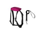 Safe Reflective Dog Harness Leash Adjustable Nylon Collar for Walking with Storage Bag Fuchsia M for Medium Dog