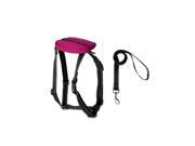 Safe Reflective Dog Harness Leash Adjustable Nylon Collar for Walking with Storage Bag Fuchsia S for Young Dog
