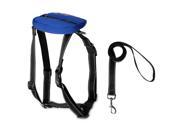 Safe Reflective Dog Harness Leash Adjustable Nylon Collar for Walking with Storage Bag Blue XL for Extra Large Dog