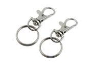 Unique Bargains 2 Pcs Silver Tone Metal Trigger Swivel Hook Key Ring Keychain