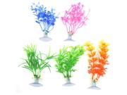 5 Pcs Aquarium Ornament Plastic Decoration Plant With Suction Cup 10cm