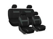 Unique Bargains Stylish Car Seat Covers Full Set w Headrests for Auto SUV Gray Black