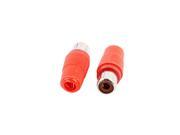 Plastic Handle Female RCA Phono Jack Connector Adapter Red Silver Tone 2pcs
