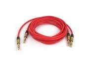 2 Pcs Red 3.5mm Male to Male Jack Round Audio Stereo Cable 4Ft for PC MP3 MP4