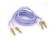 2 Pcs 3.5mm Male to Male Nylon Cover Jacketed Audio Stereo Cable 5Ft Purple