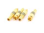 Metal Spring RCA Male Plug Jack Audio Cable Connector Adapter 4Pcs Gold Tone