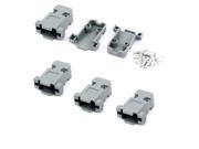 5 Pcs Plastic Serial Port D Sub DB9 Connector Kit Backshell Gray w Screws