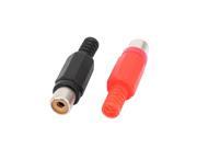 2PCS Black Red RCA Female Jack Audio Video Adapter Converter Connector